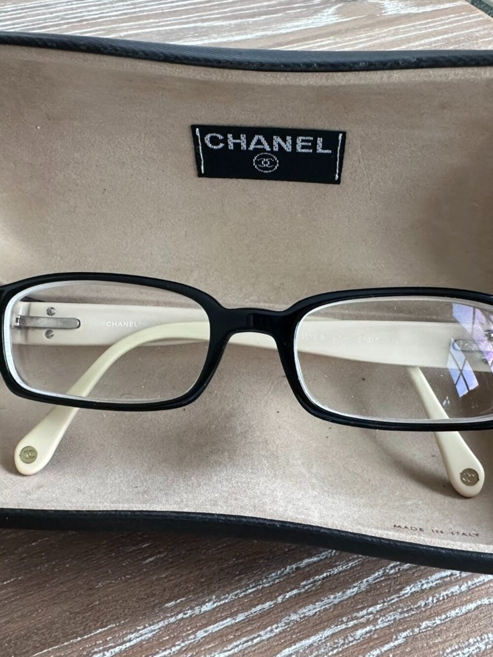 CHANEL eyewear Classic Rectangular w/ Rhinestone CC logo and Case